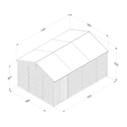 15' X 10' Forest Beckwood 25yr Guarantee Shiplap Pressure Treated Windowless Double Door Reverse Apex Wooden Shed (4.48m X 3.21m) -Zen Gardenia Sales spr1510ddnwm line drawing 2023