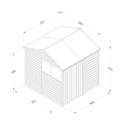 7' X 7' Forest Beckwood 25yr Guarantee Shiplap Pressure Treated Double Door Reverse Apex Wooden Shed (2.28m X 2.12m) -Zen Gardenia Sales spr77dd2wm line drawing 2023