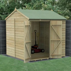 7' X 7' Forest Beckwood 25yr Guarantee Shiplap Pressure Treated Windowless Double Door Reverse Apex Wooden Shed (2.28m X 2.12m)