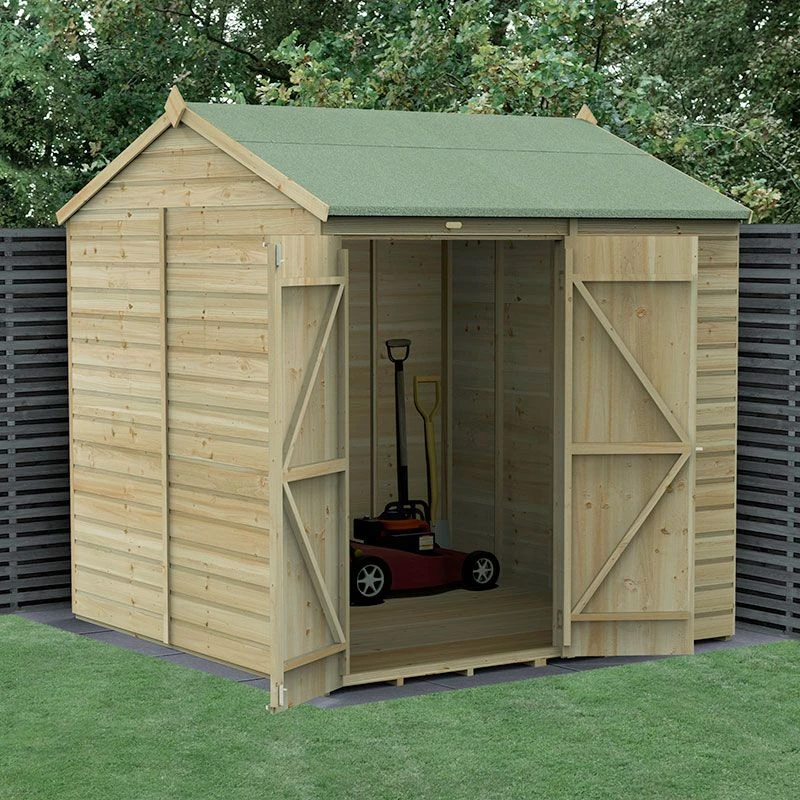 7' X 7' Forest Beckwood 25yr Guarantee Shiplap Pressure Treated Windowless Double Door Reverse Apex Wooden Shed (2.28m X 2.12m) 3 7' X 7' Forest Beckwood 25yr Guarantee Shiplap Pressure Treated Windowless Double Door Reverse Apex Wooden Shed (2.28m X 2.12m)