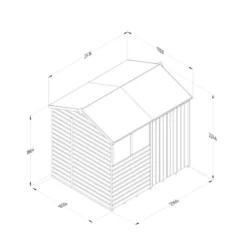 8' X 6' Forest Beckwood 25yr Guarantee Shiplap Pressure Treated Double Door Reverse Apex Wooden Shed (2.42m X 1.99m) -Zen Gardenia Sales spr86dd2wm line drawing 2023