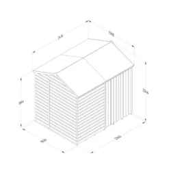 8' X 6' Forest Beckwood 25yr Guarantee Shiplap Pressure Treated Windowless Double Door Reverse Apex Wooden Shed (2.42m X 1.99m) 24 8' X 6' Forest Beckwood 25yr Guarantee Shiplap Pressure Treated Windowless Double Door Reverse Apex Wooden Shed (2.42m X 1.99m) -Zen Gardenia Sales spr86ddnwm line drawing 2023