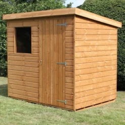8' X 8' Traditional Standard Shiplap Pent Wooden Garden Shed (2.44m X 2.44m) -Zen Gardenia Sales standard pent sheds insitu2 min 9