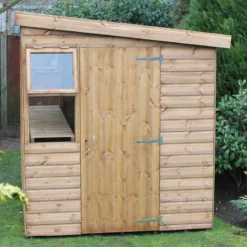 10' X 8' Traditional Shiplap Sun Pent 6' Gable Wooden Garden Shed (3.05m X 2.44m) -Zen Gardenia Sales sun pent sheds insitu2 min 4