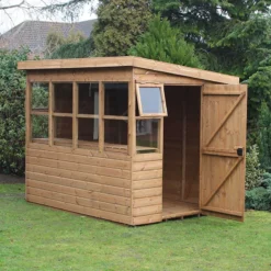 6' X 6' Traditional Shiplap Sun Pent 6' Gable Wooden Garden Shed (1.83m X 1.83m) -Zen Gardenia Sales sun pent sheds insitu4 min 2