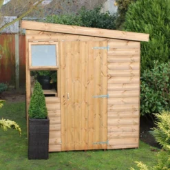 10' X 8' Traditional Shiplap Sun Pent 6' Gable Wooden Garden Shed (3.05m X 2.44m) -Zen Gardenia Sales sun pent sheds insitu5 min 4
