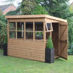 6' X 6' Traditional Shiplap Sun Pent 6' Gable Wooden Garden Shed (1.83m X 1.83m) -Zen Gardenia Sales sun pent sheds insitu6 min 2