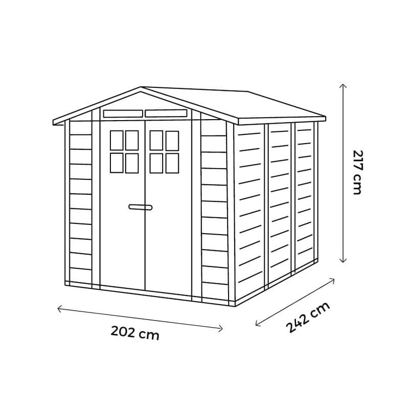 6'6 X 8' Shire Tuscany Evo 240 Apex Plastic Double Door Shed (2.02m X 2.42m) 4 6'6 X 8' Shire Tuscany Evo 240 Apex Plastic Double Door Shed (2.02m X 2.42m) - Image 2