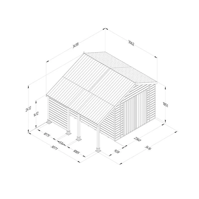 10' X 8' Forest Timberdale 25yr Guarantee Tongue & Groove Pressure Treated Windowless Double Door Apex Shed With Logstore (3.07m X 2.36m) 7 10' X 8' Forest Timberdale 25yr Guarantee Tongue & Groove Pressure Treated Windowless Double Door Apex Shed With Logstore (3.07m X 2.36m) - Image 5
