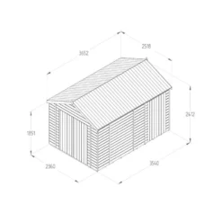 12' X 8' Forest Timberdale 25yr Guarantee Tongue & Groove Pressure Treated Windowless Double Door Combination Apex Shed (3.65m X 2.52m) -Zen Gardenia Sales tpac812ddnwm drawing