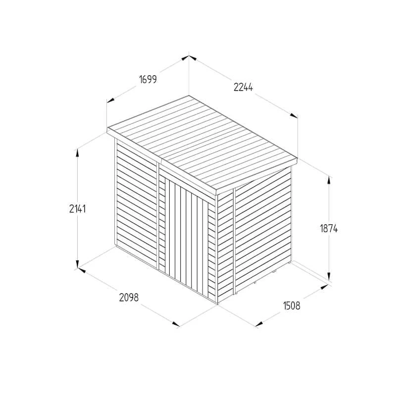 7' X 5' Forest Timberdale 25yr Guarantee Tongue & Groove Pressure Treated Windowless Pent Shed (2.24m X 1.7m) 7 7' X 5' Forest Timberdale 25yr Guarantee Tongue & Groove Pressure Treated Windowless Pent Shed (2.24m X 1.7m) - Image 5