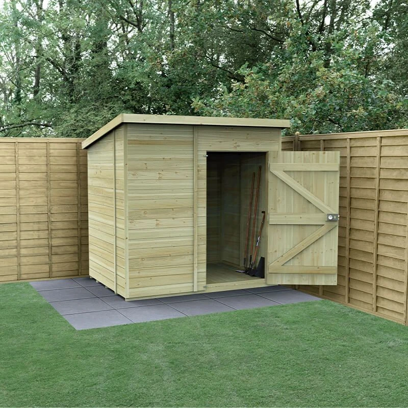 7' X 5' Forest Timberdale 25yr Guarantee Tongue & Groove Pressure Treated Windowless Pent Shed (2.24m X 1.7m) 3 7' X 5' Forest Timberdale 25yr Guarantee Tongue & Groove Pressure Treated Windowless Pent Shed (2.24m X 1.7m)