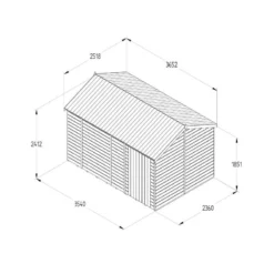 12' X 8' Forest Timberdale 25yr Guarantee Tongue & Groove Pressure Treated Windowless Reverse Apex Shed (3.65m X 2.52m) -Zen Gardenia Sales tpra812nwm drawing