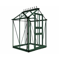 4' X 4' Halls Cotswold Birdlip Small Greenhouse In Green With Toughened Glass (1.47m X 1.32m) -Zen Gardenia Sales v01569 eden birdlip 4x4 small greenhouse green cutout min
