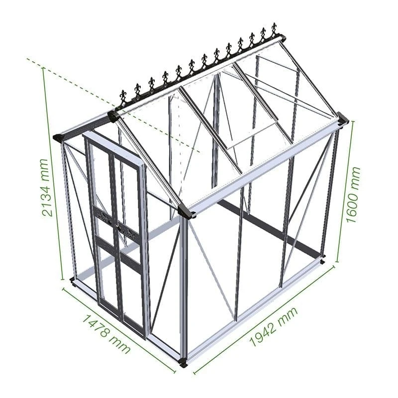 4' X 6' Halls Cotswold Birdlip Small Greenhouse With Toughened Glass (1.47m X 1.94m) 4 4' X 6' Halls Cotswold Birdlip Small Greenhouse With Toughened Glass (1.47m X 1.94m) - Image 2