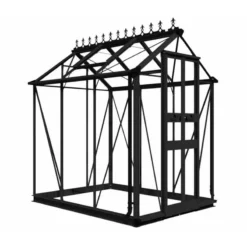 4' X 6' Halls Cotswold Birdlip Small Greenhouse In Black With Toughened Glass (1.47m X 1.94m) -Zen Gardenia Sales v01581 eden birdlip 4x6 small greenhouse black cutout min