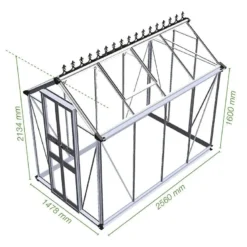 4' X 8' Halls Cotswold Birdlip Small Greenhouse In Green With Toughened Glass (1.47m X 2.56m) -Zen Gardenia Sales v01587 eden birdlip 4x8 small greenhouse green drawing min