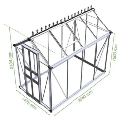 4' X 8' Halls Cotswold Birdlip Small Greenhouse In Black With Toughened Glass (1.47m X 2.56m) 24 4' X 8' Halls Cotswold Birdlip Small Greenhouse In Black With Toughened Glass (1.47m X 2.56m) -Zen Gardenia Sales v01590 eden birdlip 4x8 small greenhouse black drawing min 1