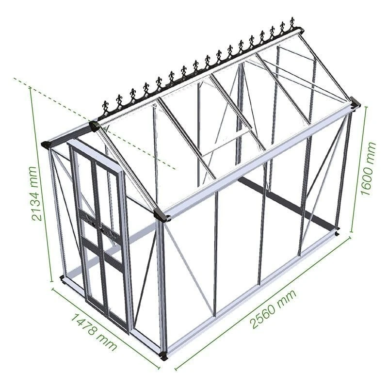 4' X 8' Halls Cotswold Birdlip Small Greenhouse In Black With Toughened Glass (1.47m X 2.56m) 5 4' X 8' Halls Cotswold Birdlip Small Greenhouse In Black With Toughened Glass (1.47m X 2.56m) - Image 3