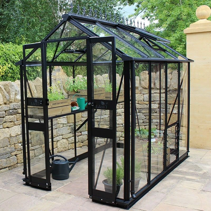 4' X 8' Halls Cotswold Birdlip Small Greenhouse In Black With Toughened Glass (1.47m X 2.56m) 3 4' X 8' Halls Cotswold Birdlip Small Greenhouse In Black With Toughened Glass (1.47m X 2.56m)