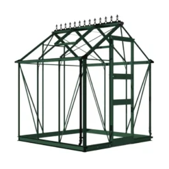 6' X 6' Halls Cotswold Burford Small Greenhouse In Green With Toughened Glass (1.94m X 1.94m) -Zen Gardenia Sales v01596 eden burford 6x6 small greenhouse green cutout min