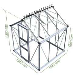 6' X 6' Halls Cotswold Burford Small Greenhouse In Black With Toughened Glass (1.94m X 1.94m) 14 6' X 6' Halls Cotswold Burford Small Greenhouse In Black With Toughened Glass (1.94m X 1.94m) -Zen Gardenia Sales v01599 eden burford 6x6 small greenhouse black drawing min