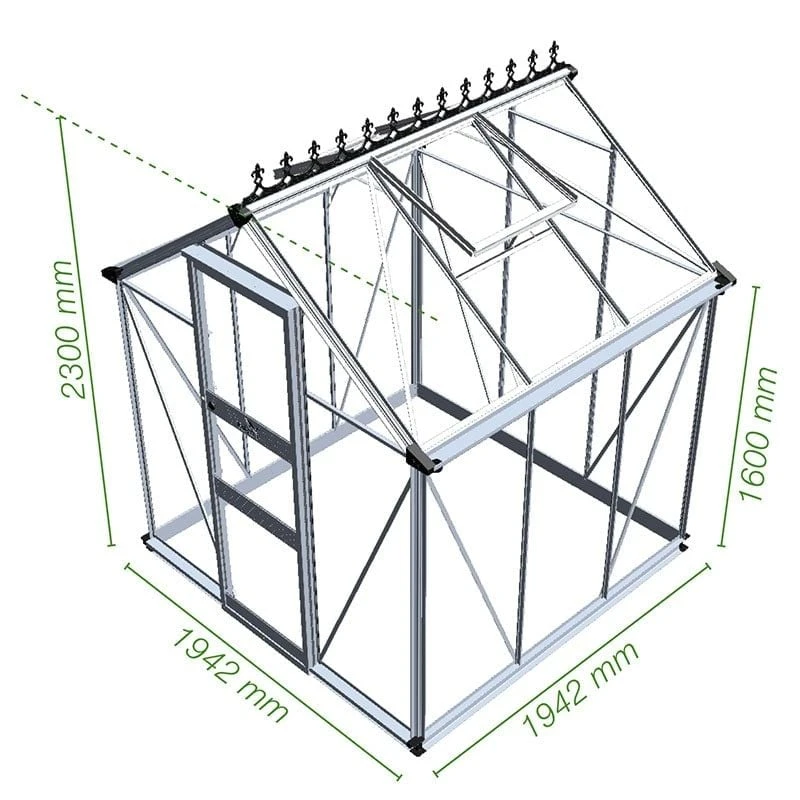 6' X 6' Halls Cotswold Burford Small Greenhouse In Black With Toughened Glass (1.94m X 1.94m) 4 6' X 6' Halls Cotswold Burford Small Greenhouse In Black With Toughened Glass (1.94m X 1.94m) - Image 2