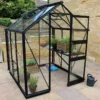 6' X 6' Halls Cotswold Burford Small Greenhouse In Black With Toughened Glass (1.94m X 1.94m) -Zen Gardenia Sales v01599 eden burford 6x6 small greenhouse black main min