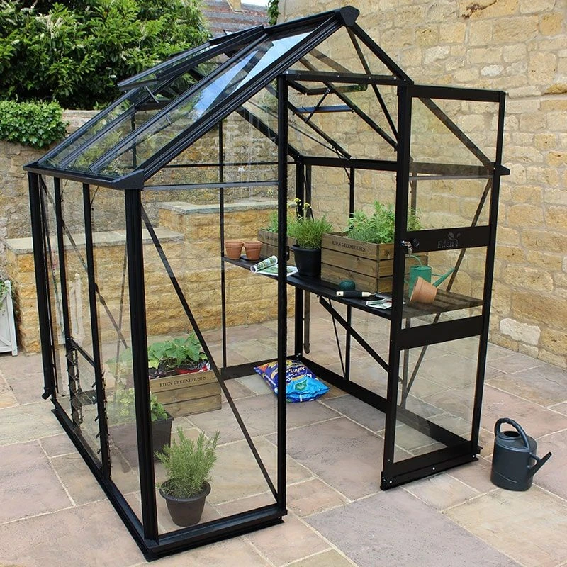 6' X 6' Halls Cotswold Burford Small Greenhouse In Black With Toughened Glass (1.94m X 1.94m) 3 6' X 6' Halls Cotswold Burford Small Greenhouse In Black With Toughened Glass (1.94m X 1.94m)