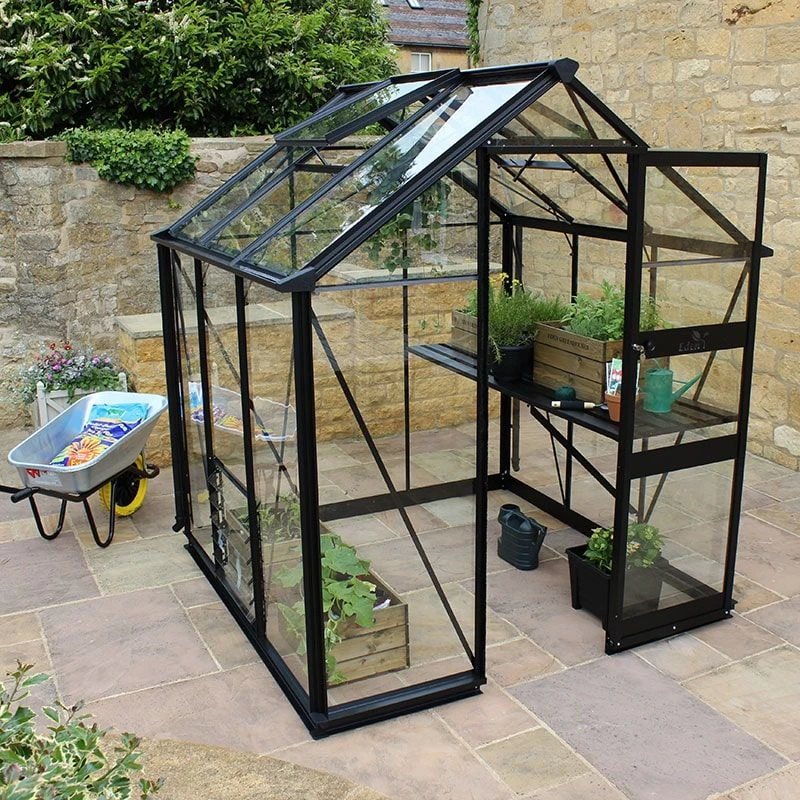 6' X 6' Halls Cotswold Burford Small Greenhouse In Black With Toughened Glass (1.94m X 1.94m) 6 6' X 6' Halls Cotswold Burford Small Greenhouse In Black With Toughened Glass (1.94m X 1.94m) - Image 4