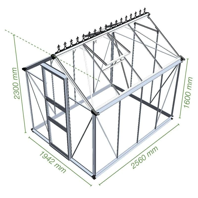 6' X 8' Halls Cotswold Burford Small Greenhouse With Toughened Glass (1.94m X 2.56m) 4 6' X 8' Halls Cotswold Burford Small Greenhouse With Toughened Glass (1.94m X 2.56m) - Image 2