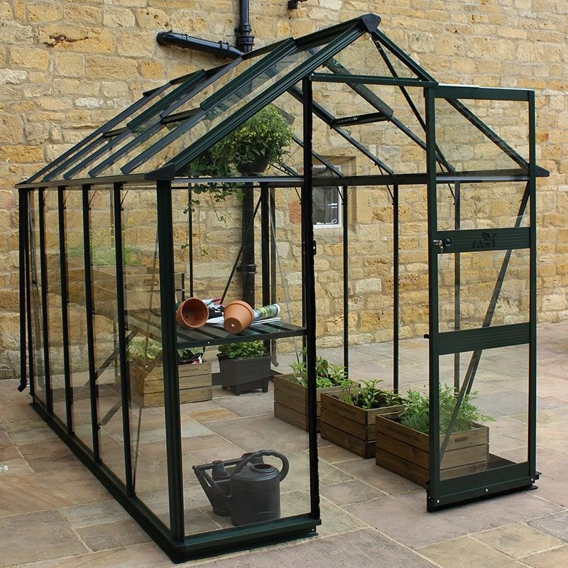 6' X 8' Halls Cotswold Burford Small Greenhouse In Black With Toughened Glass (1.94m X 2.56m) 3 6' X 8' Halls Cotswold Burford Small Greenhouse In Black With Toughened Glass (1.94m X 2.56m)