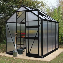 6' X 8' Halls Cotswold Burford Small Greenhouse In Black With Toughened Glass (1.94m X 2.56m) 20 6' X 8' Halls Cotswold Burford Small Greenhouse In Black With Toughened Glass (1.94m X 2.56m) -Zen Gardenia Sales v01608 eden burford 6x8 small greenhouse black no5 min