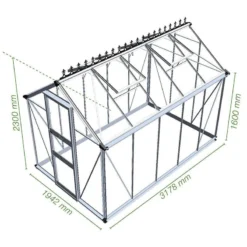 6' X 10' Halls Cotswold Burford Small Greenhouse With Toughened Glass (1.94m X 3.17m) -Zen Gardenia Sales v01611 eden burford 6x10 small greenhouse drawing min