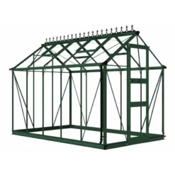 6' X 10' Halls Cotswold Burford Small Greenhouse In Green With Toughened Glass (1.94m X 3.17m) -Zen Gardenia Sales v01614 eden burford 6x10 small greenhouse green cutout min