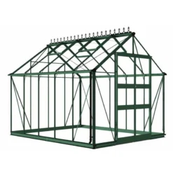 8' X 10' Halls Cotswold Blockley Greenhouse In Green With Toughened Glass (2.56m X 3.17m) -Zen Gardenia Sales v01623 eden blockley 8x10 greenhouse green cutout min