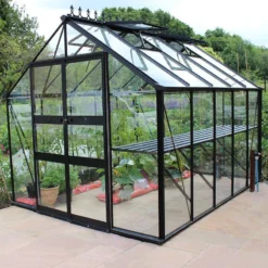 8' X 10' Halls Cotswold Blockley Greenhouse In Green With Toughened Glass (2.56m X 3.17m)