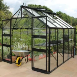 8' X 10' Halls Cotswold Blockley Greenhouse In Green With Toughened Glass (2.56m X 3.17m) -Zen Gardenia Sales v01626 eden blockley 8x10 greenhouse black no2 min 1