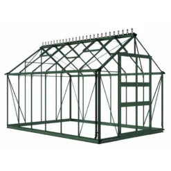 8' X 12' Halls Cotswold Blockley Greenhouse In Green With Toughened Glass (2.56m X 3.79m) -Zen Gardenia Sales v01632 eden blockley 8x12 greenhouse green cutout min