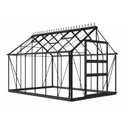 8' X 12' Halls Cotswold Blockley Greenhouse In Black With Toughened Glass (2.56m X 3.79m) -Zen Gardenia Sales v01635 eden blockley 8x12 greenhouse black cutout min