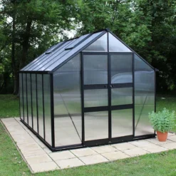 8' X 12' Halls Cotswold Blockley Greenhouse In Black With Toughened Glass (2.56m X 3.79m) -Zen Gardenia Sales v01635 eden blockley 8x12 greenhouse black no4 min