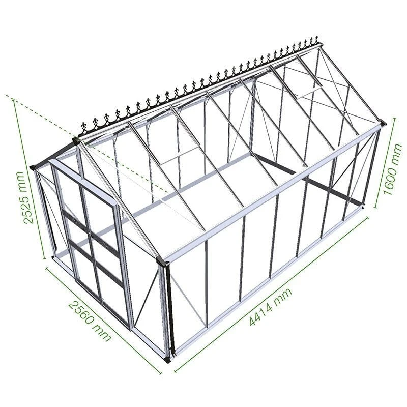 8' X 14' Halls Cotswold Blockley Greenhouse With Toughened Glass (2.56m X 4.41m) 4 8' X 14' Halls Cotswold Blockley Greenhouse With Toughened Glass (2.56m X 4.41m) - Image 2