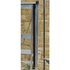 8' X 4' Halls Cotswold Broadway 84 Silver Lean-To Greenhouse (2.56m X 1.32m) -Zen Gardenia Sales v01702 8x4 halls cotswold broadway 84 lean to greenhouse silver close up3 min