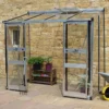 8' X 4' Halls Cotswold Broadway 84 Silver Lean-To Greenhouse (2.56m X 1.32m) -Zen Gardenia Sales v01702 8x4 halls cotswold broadway 84 lean to greenhouse silver insitu min 1