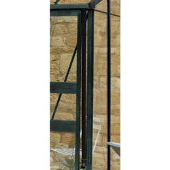 8' X 4' Halls Cotswold Broadway 84 Green Lean-To Greenhouse (2.56m X 1.32m) -Zen Gardenia Sales v01704 8x4 halls cotswold broadway 84 lean to greenhouse green close up3 min