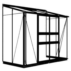 8' X 4' Halls Cotswold Broadway 84 Black Lean-To Greenhouse (2.56m X 1.32m) -Zen Gardenia Sales v01706 8x4 halls cotswold broadway 84 lean to greenhouse black cutout min 1