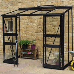 8' X 4' Halls Cotswold Broadway 84 Black Lean-To Greenhouse (2.56m X 1.32m)
