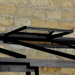 8' X 6' Halls Cotswold Broadway 86 Black Lean-To Greenhouse (2.56m X 1.93m) -Zen Gardenia Sales v01712 8x6 halls cotswold broadway 86 lean to greenhouse black close up2 min