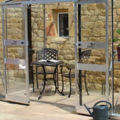 12' X 6' Halls Cotswold Broadway 126 Silver Lean-To Greenhouse (3.76m X 1.93m) -Zen Gardenia Sales v01714 12x6 halls cotswold broadway lean to greenhouse silver close up1 min