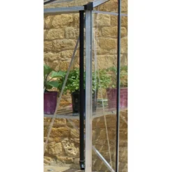 12' X 6' Halls Cotswold Broadway 126 Silver Lean-To Greenhouse (3.76m X 1.93m) -Zen Gardenia Sales v01714 12x6 halls cotswold broadway lean to greenhouse silver close up3 min